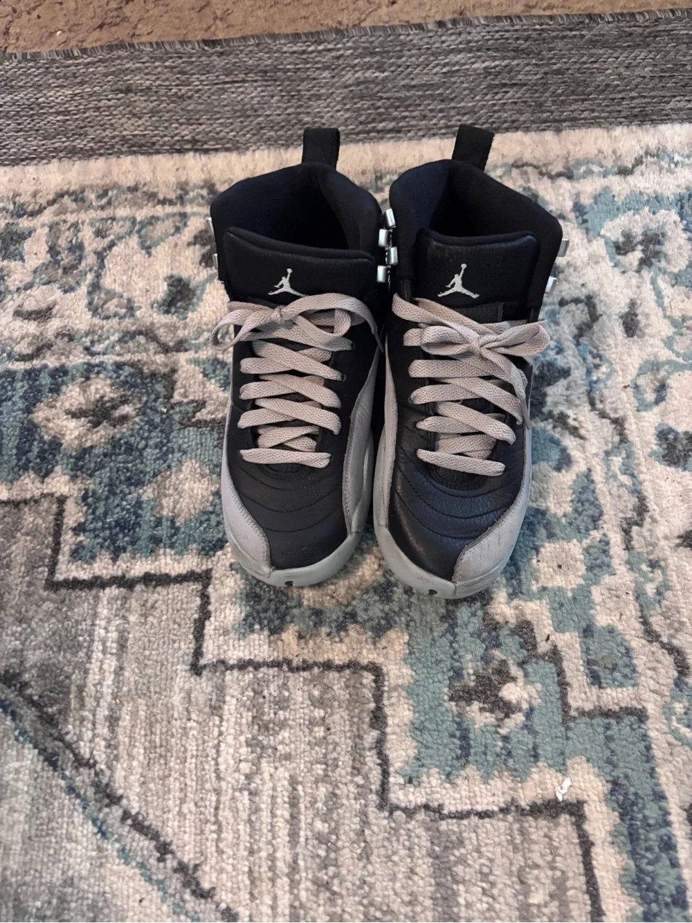 Jordan Kids Black and Gray Lace-Up High-Top Sneakers